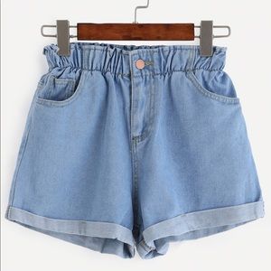 elastic denim shorts! never worn!